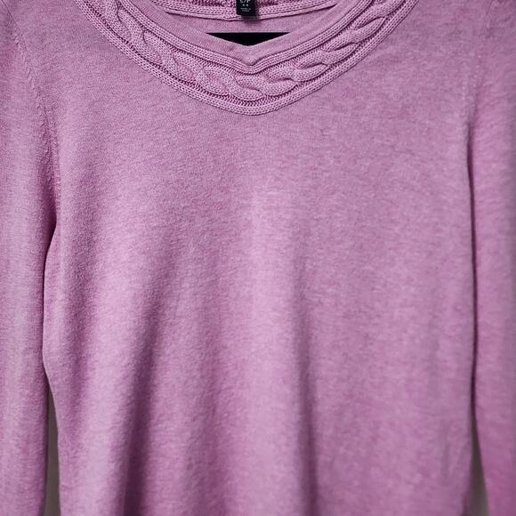 Lands' End Women's Lavender V-Neck Sweater Organic Cotton Blend Small - Picture 3 of 5